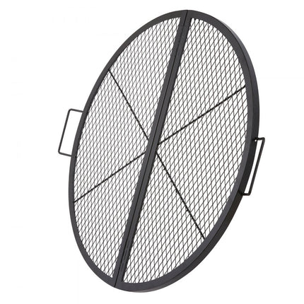 VEVOR Φ 910 x 25 mm X-Marks vuurplaatsgrillrooster, opvouwbaar rond grillrooster, zwaar uitgevoerd stalen kampvuur BBQ-grillrooster met handvat en steun