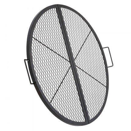 VEVOR Φ 910 x 25 mm X-Marks vuurplaatsgrillrooster, opvouwbaar rond grillrooster, zwaar uitgevoerd stalen kampvuur BBQ-grillrooster met handvat en steun