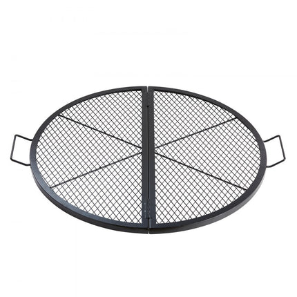 VEVOR Φ 910 x 25 mm X-Marks vuurplaatsgrillrooster, opvouwbaar rond grillrooster, zwaar uitgevoerd stalen kampvuur BBQ-grillrooster met handvat en steun