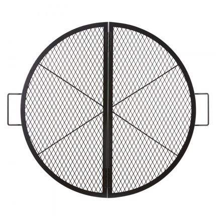 VEVOR Φ 910 x 25 mm X-Marks vuurplaatsgrillrooster, opvouwbaar rond grillrooster, zwaar uitgevoerd stalen kampvuur BBQ-grillrooster met handvat en steun
