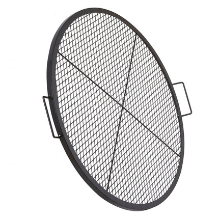VEVOR X-Marks vuurplaatsgrillrooster, rond kookrooster, robuust stalen kampvuur BBQ-grillrooster met handvat en ondersteuning X-draad, draagbaar kampeerkookgerei voor buitenfeesten en bijeenkomsten, 91cm zwart