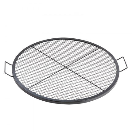 VEVOR X-Marks vuurplaatsgrillrooster, rond kookrooster, robuust stalen kampvuur BBQ-grillrooster met handvat en ondersteuning X-draad, draagbaar kampeerkookgerei voor buitenfeesten en bijeenkomsten, 91cm zwart