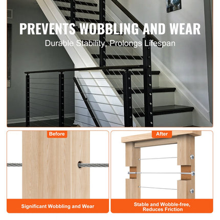 VEVOR 20-pack onzichtbare kabelrailset T316 roestvrij staal 1/8" onzichtbare houder en boutuiteinde voor kabelrailing spanner 1/8" voor houten/metalen palen Kabelrailbeslag zilver