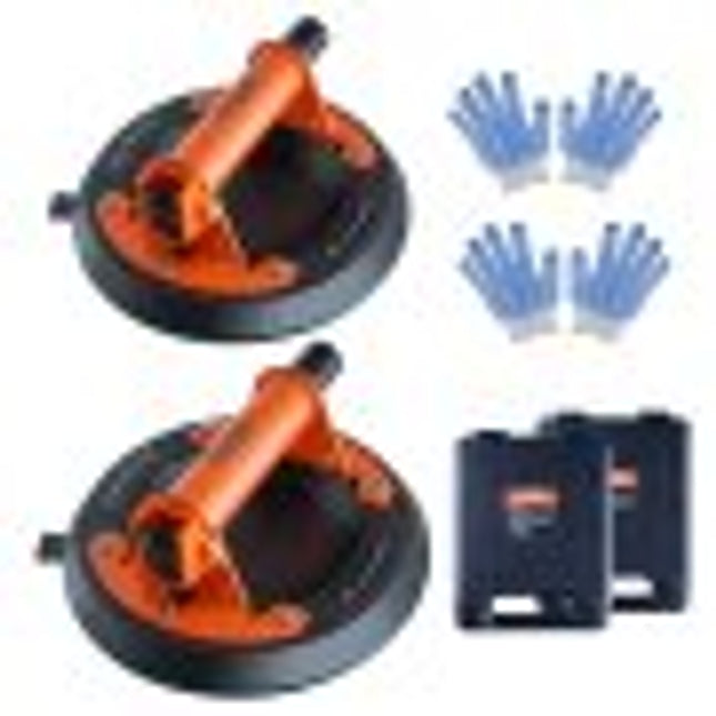 VEVOR set van 2 zuigheffers gemaakt van NBR glasheffer φ203mm vacuümheffer draagvermogen 99-278kg glazen zuignap bedrijfstemperatuur -20-60℃ platenheffer vacuümzuignap met ABS handvat incl. opbergdoos handschoenen