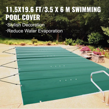 VEVOR Zwembadafdekking met Groen Afmeting 3,5 x 6 m Afdekking voor Buitenzwembad Zwembadafmetingen 3,2 x 5,7 m Zwembad Afdekzeil, Rechthoekige Afdekking van Ingegraven Zwembad voor Home, Garden, Hotel