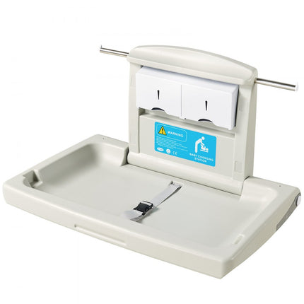 VEVOR aankleedcombinatie wandcommode, afneembare aankleedtafel aankleedwagen, grijze aankleedtafel met aankleedkussen, veiligheidsgordel, ruimtebesparend en stabiel, aankleedrek 20 kg draagvermogen baby