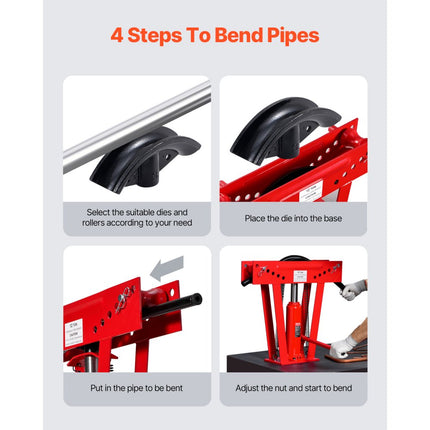 Hydraulische pijpenbuiger, 12 ton handmatig pijpbuiggereedschap met 6 matrijzen