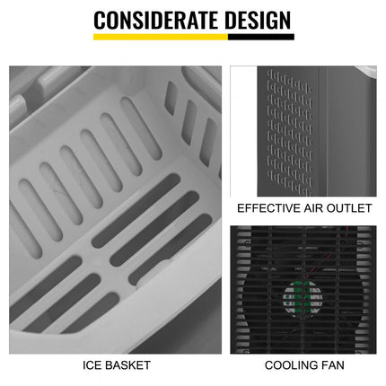 VEVOR Ijsblokjesmachine Draagbaar Ijs Maker Aanrecht Ijsmachine 12KG/24uur Kubusgrootte LCD-scherm