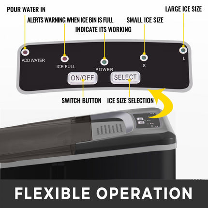 VEVOR Ijsblokjesmachine Draagbaar Ijs Maker Aanrecht Ijsmachine 12KG/24uur Kubusgrootte LCD-scherm