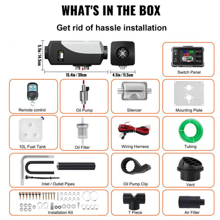 VEVOR Luchtverwarmers Diesel Verwarmer Air Diesel Fuel Heater 8KW 12V voor Auto Vrachtwagens Camper Boot Bus Kan Aluminium Rv