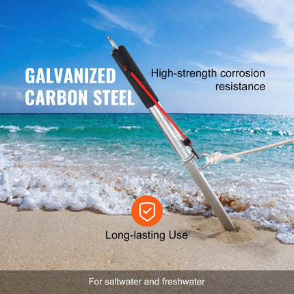 VEVOR Boot Sandspike-ankerstang, 985 mm gegalvaniseerd koolstofstaal schuifanker, Shore Spike, zelfhamerend strandspike-anker voor kleine boten, jetski's, pontons, kajaks enz.