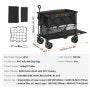VEVOR handkar 1320 x 565 x 1065 mm kinderwagen gemaakt van 600D Oxford stof met PVC coating strandwagen waterdicht, UV-bestendig max. 102 kg draagvermogen transportwagen uitrustingswagen handkar
