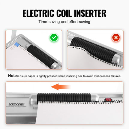 VEVOR spiraalbindmachine, handmatige bookmaker met elektrische binding, 46 gaats binding, 500 vellen punch binder, met 100 stuks 5/16 inch spiraalbindende ruggen, voor briefformaat, A4, A5 spiraalbindmachine