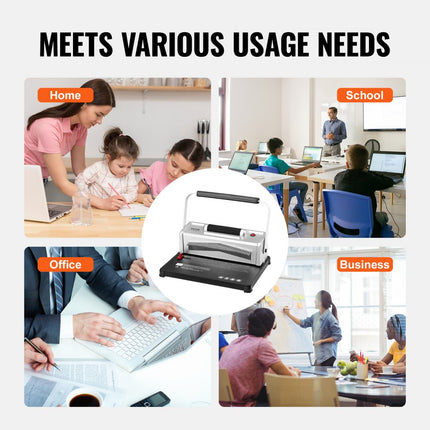 VEVOR spiraalbindmachine, handmatige bookmaker met elektrische binding, 46 gaats binding, 500 vellen punch binder, met 100 stuks 5/16 inch spiraalbindende ruggen, voor briefformaat, A4, A5 spiraalbindmachine