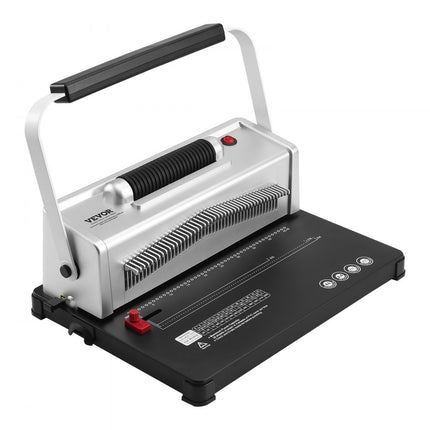 VEVOR spiraalbindmachine, handmatige bookmaker met elektrische binding, 46 gaats binding, 500 vellen punch binder, met 100 stuks 5/16 inch spiraalbindende ruggen, voor briefformaat, A4, A5 spiraalbindmachine