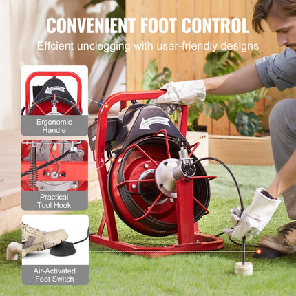 VEVOR pijpreinigingsmachine pijpreinigingsapparaat automatische invoer 15mx9,5mm