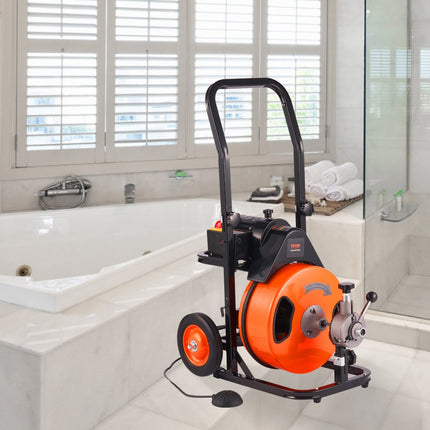 VEVOR elektrische ontstoppingsmachine 220V ontstoppingsmachine 15mx12.7mm staalkabel ontstopper spiraal 1500rpm stationair toerental ontstopper