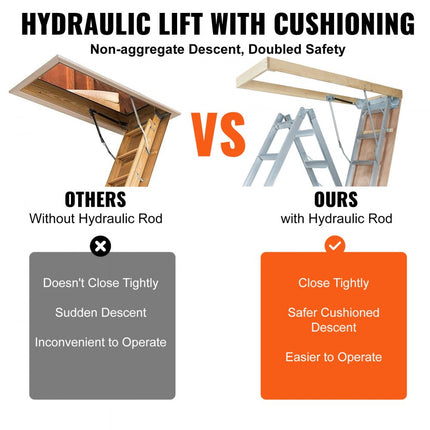 VEVOR telescoopladder 158,8 kg trap 12 treden installatiehoogte van 290 tot 300 cm of 341 tot 366 cm vouwladder aluminium + hout huishoudladder met hydraulisch gedempt afdaalontwerp