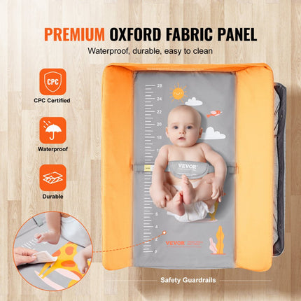 VEVOR luiercombinatie, opklapbare luiertafel, mobiele luiertafel, luierwagen, grijze luiertafel met aankleedkussen, veiligheidsgordel, ruimtebesparend en stabiel, opklapbare luierplank, 15 kg draagvermogen
