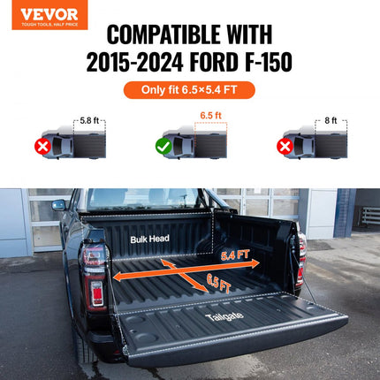 VEVOR Tri-Fold vrachtwagenbedovertrek Ford F-150 (2015-2024) LED-licht
