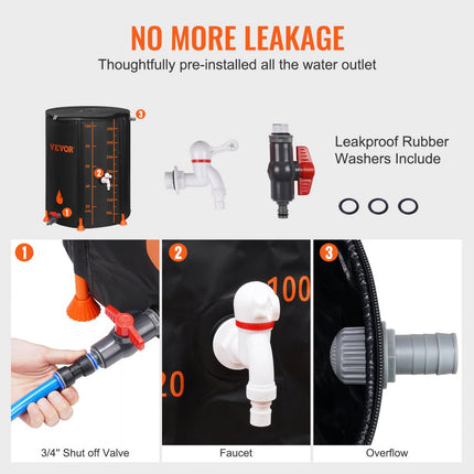 VEVOR regentank 379 liter opvouwbare regenton 1000D PVC-materiaal regenton regenwaterton watertank regenwatertank ideaal voor het besproeien van