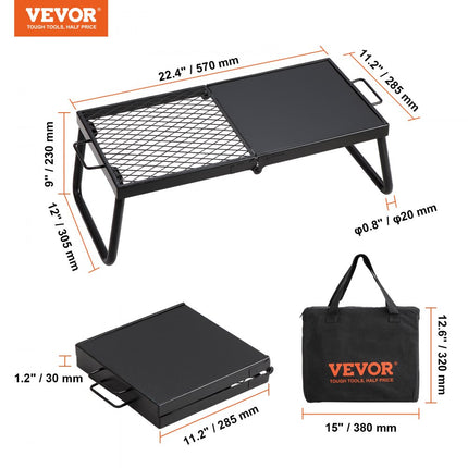 VEVOR BBQ Gills houtskoolgrill opvouwbare grill tafelgrill 570 x 285 x 230 mm, 6 kg belastbare draagbare reisgrill outdoor campinggrill 300 ℃, grillrooster + grillplaat voor tuinfeesten, picknicks, terras