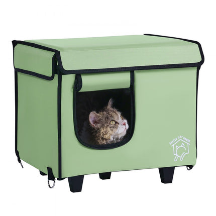 VEVOR Kattenhuis Kattengrothut Verwarmd 42x33x39cm Groen (S)