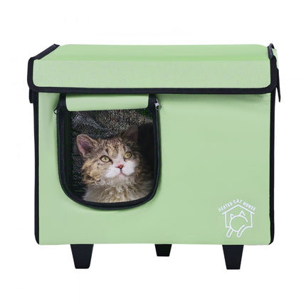 VEVOR Kattenhuis Kattengrothut Verwarmd 42x33x39cm Groen (S)
