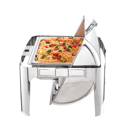 VEVOR RVS chafing dishes set 7,5 L, 1 stuks Voedselverwarmer, warmhoudcontainer, soepverwarmer, voedselwarmhoudcontainer, soeppan, chafing dishes set met 2 brandstofcontainers voor catering, buffet. feest