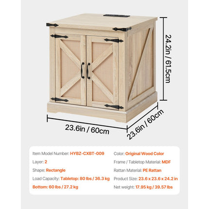 VEVOR rotan salontafel rechthoekige salontafel met 2 niveaus woonkamer boho-stijl