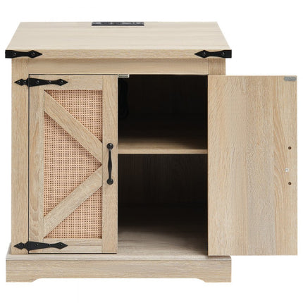 VEVOR rotan salontafel rechthoekige salontafel met 2 niveaus woonkamer boho-stijl