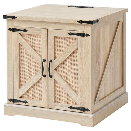 VEVOR rotan salontafel rechthoekige salontafel met 2 niveaus woonkamer boho-stijl