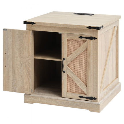 VEVOR rotan salontafel rechthoekige salontafel met 2 niveaus woonkamer boho-stijl