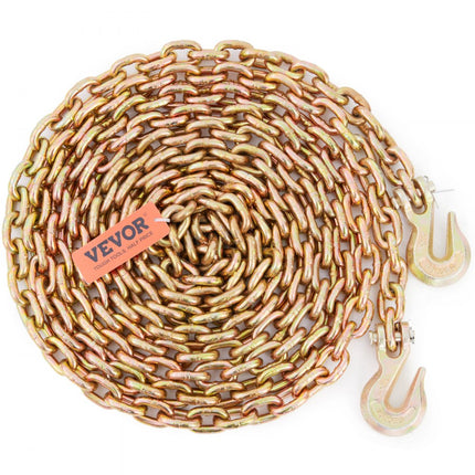 VEVOR trekketting 8 mm x 6 m transportketting 2222 kg draagvermogen G80 transportbinderketting stalen bosbouwketting stalen ketting robuuste ketting voor heffen, laden, slepen en vastbinden etc.