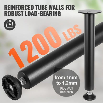 VEVOR set van 4 tafelpoten, in hoogte verstelbare tafellopers, 406 mm hoog, 110 mm montageplaat, koolstofstaal, matzwarte poedercoating, tafelpoten met rubberen voetsteunen, 544 kg draagvermogen