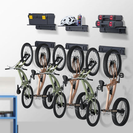 VEVOR fietsenstandaard wandmontage garage fietsenhouder 3 planken 6 fietsen