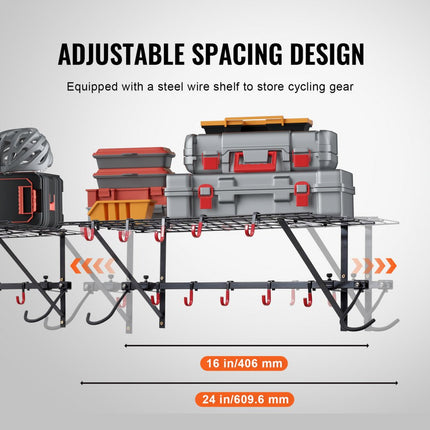 VEVOR fietsenstandaard wandmontage garage fietsenhouder 2 planken 4 fietsen