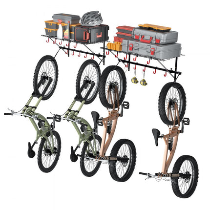 VEVOR fietsenstandaard wandmontage garage fietsenhouder 2 planken 4 fietsen