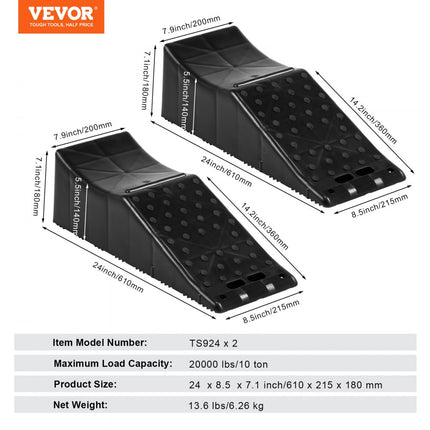 VEVOR Kunststof auto-toegangshelling 2 stuks 9T caravanwielwissel