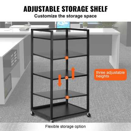 VEVOR Printertafel Printerstandaard 3-laags printerwagen met wielen Rolling Shredder Stand 52x40x102cm Office Fax Copier Scanner Home Organizer Opbergrek Zwart