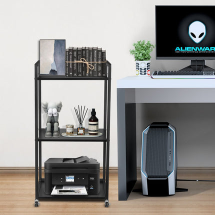 VEVOR Printertafel Printerstandaard 3-laags printerwagen met wielen Rolling Shredder Stand 52x40x102cm Office Fax Copier Scanner Home Organizer Opbergrek Zwart