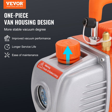 VEVOR Vacuümpomp met 11L Vacuumpomp 100L/min Vacuümpomp 150W Ac 220V/50Hz 1440RPM 5pa 250ml Olie Capaciteit Hvac Vacuüm Apparatuur Koeling