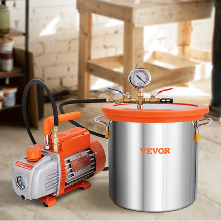 VEVOR Vacuümpomp met 11L Vacuumpomp 100L/min Vacuümpomp 150W Ac 220V/50Hz 1440RPM 5pa 250ml Olie Capaciteit Hvac Vacuüm Apparatuur Koeling