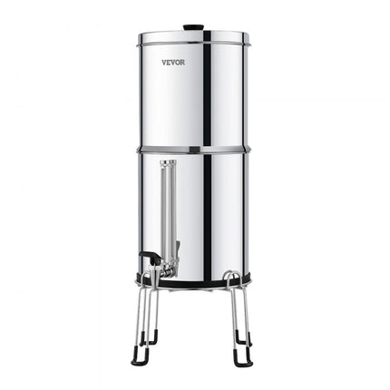 VEVOR zwaartekracht waterfiltersysteem waterfilteremmer 7,8+8,5L 2 filters zilver