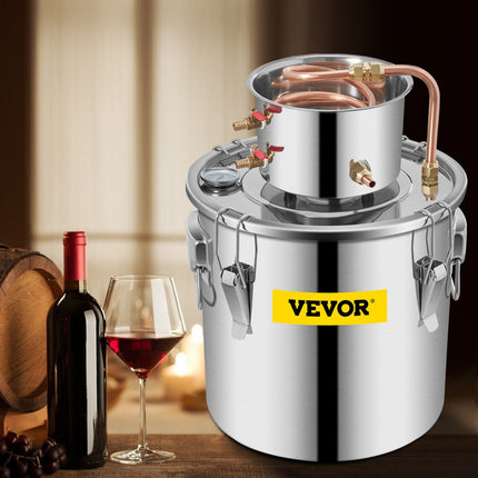 VEVOR Alcohol Distilleerder Water Distilleerder 10Gal 38,5L Water Wijn Distilleerder Thermometer Keramische Kachel Water Pro