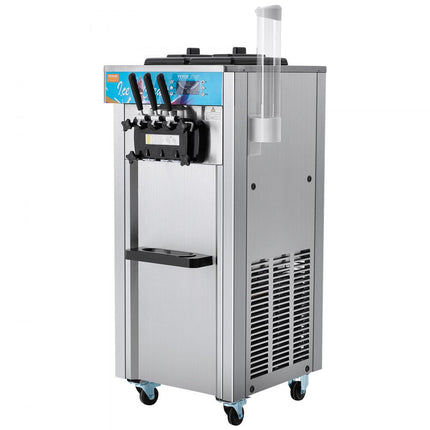 VEVOR Commerciële softijsmachine, 21-31 l/u output, vrijstaande softijsmachine met 3 smaken, 2 x 5,5 l roestvrijstalen cilinders, LED-paneel, automatische voorkoeling, voor restaurantbars