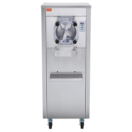 VEVOR Commerciële ijsmachine, 18L/H output, harde ijsmachine met enkele smaak, met wielen, 6L roestvrijstalen cilinder, LED-paneel, automatische voorkoeling met reiniging, voor restaurantsnackbars