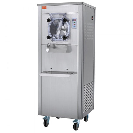 VEVOR Commerciële ijsmachine, 18L/H output, harde ijsmachine met enkele smaak, met wielen, 6L roestvrijstalen cilinder, LED-paneel, automatische voorkoeling met reiniging, voor restaurantsnackbars