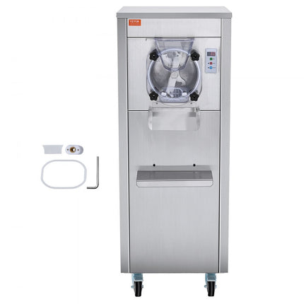 VEVOR Commerciële ijsmachine, 18L/H output, harde ijsmachine met enkele smaak, met wielen, 6L roestvrijstalen cilinder, LED-paneel, automatische voorkoeling met reiniging, voor restaurantsnackbars