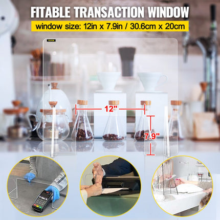 VEVOR Sneeze Guard Shield, 60,96 x 60,96 cm Bureauverdeler, Acryl Bureauscheidingswand, met 20,32 x 30,48 cm Venster en 2 Stuks Sokkels, Veel Gebruikt in Banken, Klinieken, Scholen, Kantoren, Hotels